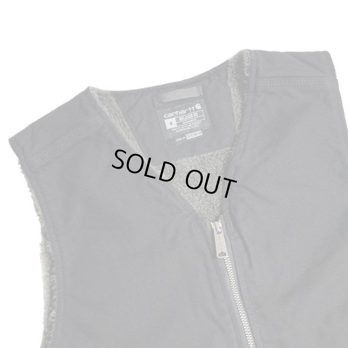 画像4: Carhartt USA Relaxed Fit Washed Duck Sherpa-Lined Vest - Black (4)