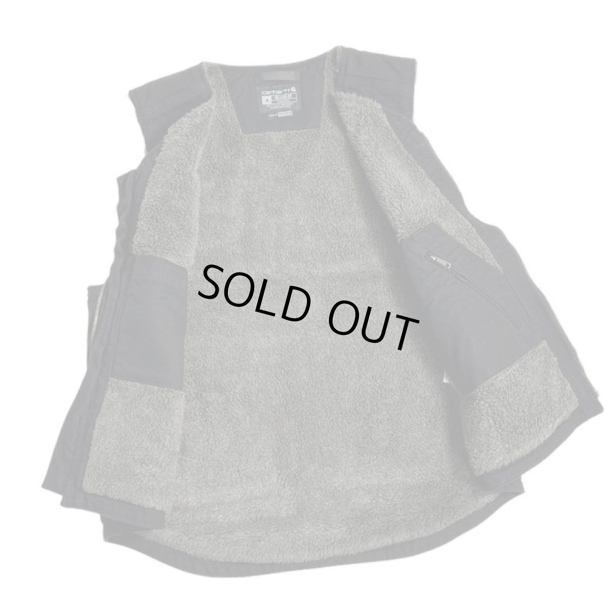 画像6: Carhartt USA Relaxed Fit Washed Duck Sherpa-Lined Vest - Black (6)