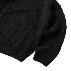 画像3: Binghamton Knitting Company Fisherman Sweater Black / ビンガムトン ニッティングカンパニー フィッシャーマン ニット セーター ブラック (3)