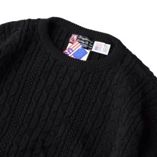 画像2: Binghamton Knitting Company Fisherman Sweater Black / ビンガムトン ニッティングカンパニー フィッシャーマン ニット セーター ブラック (2)
