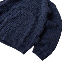 画像3: Binghamton Knitting Company Fisherman Sweater - Navy (3)