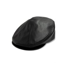画像1: KBETHOS Leather Ascot Hat Black / ケービーエトス レザー ハンチング ブラック (1)