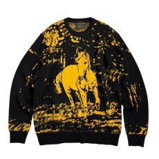 画像1: HUF #5 Horse Crewneck Sweater Black / ハフ ホース クルーネック セーター ブラック (1)