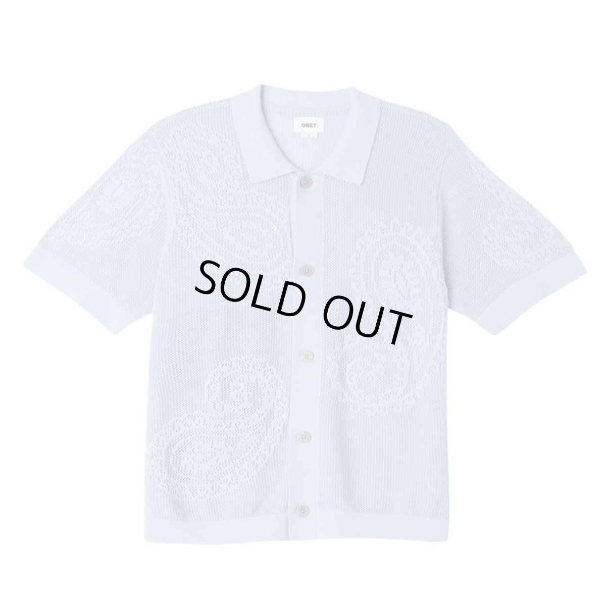 画像1: OBEY Tear Drop Open Knit Shirts - Blue (1)