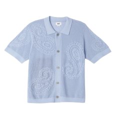 画像1: OBEY Tear Drop Open Knit Shirts Blue / オベイ ティアドロップ オープンニットシャツ ブルー (1)