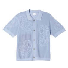 画像1: OBEY Tear Drop Open Knit Shirts - Blue (1)