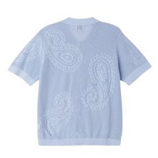 画像2: OBEY Tear Drop Open Knit Shirts Blue / オベイ ティアドロップ オープンニットシャツ ブルー (2)