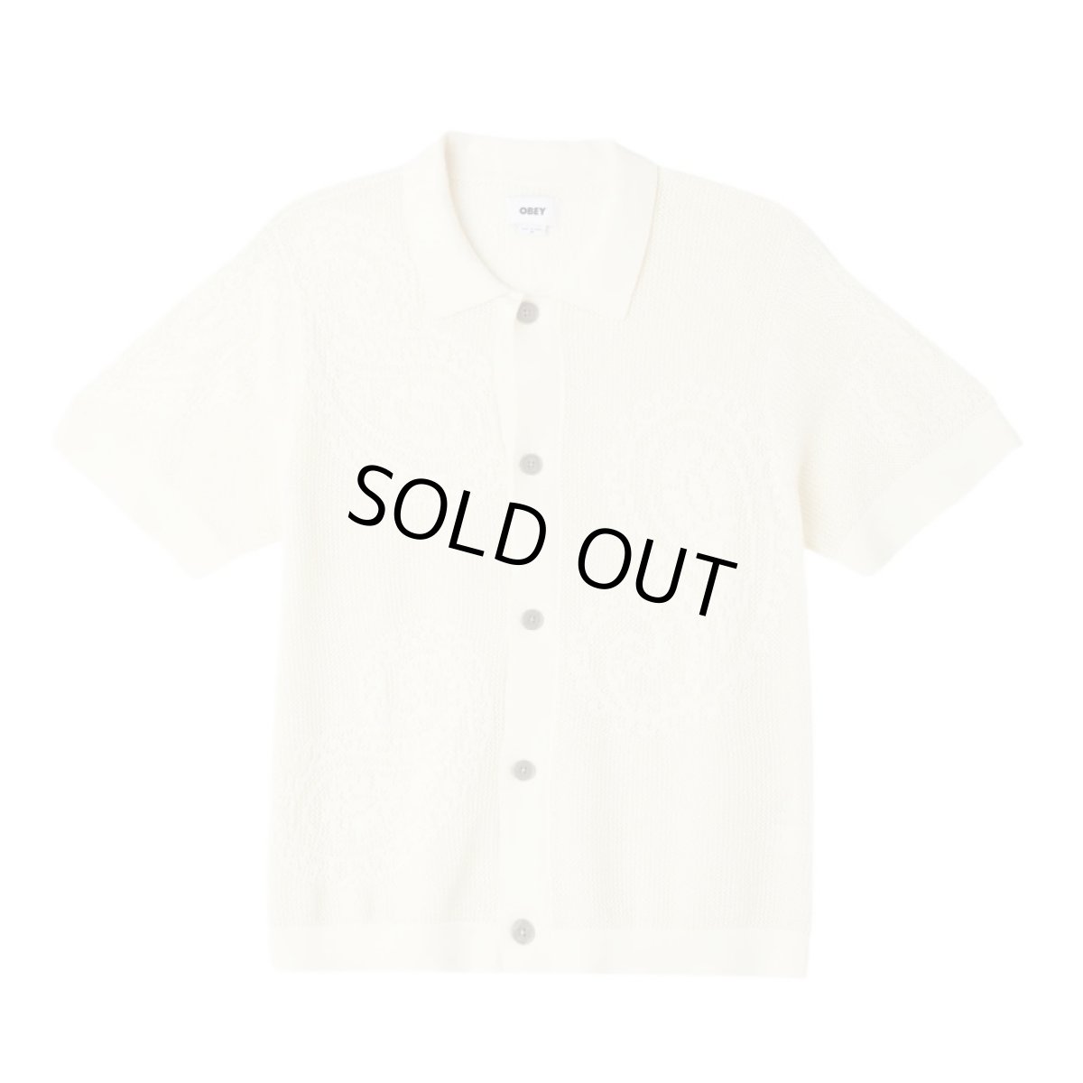 画像1: OBEY Tear Drop Open Knit Shirts Unbleached (1)