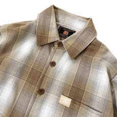 画像4: FB County L/S Checker Flannel Shirts TanｘWhite / エフビーカウンティ チェッカー フランネル シャツ タンｘホワイト (4)