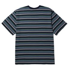 画像2: HUF Triple Triangle Relaxed Knit Shirts Oil Blue / ハフ ショートスリーブ ボーダー Tシャツ オイルブルー (2)
