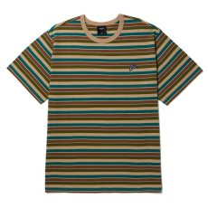 画像1: HUF Triple Triangle Relaxed Knit Shirts Biscuit / ハフ ショートスリーブ ボーダー Tシャツ ビスケット (1)