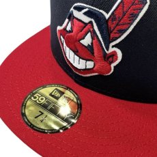 画像2: New Era 59Fifty Fitted Cap Cleveland Indians NavyｘRed / ニューエラ インディアンス キャップ ネイビーｘレッド (2)