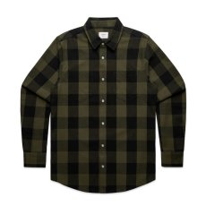 画像1: AS Colour Check Shirts ArmyｘBlack / エーエスカラー チェックシャツ アーミーｘブラック (1)