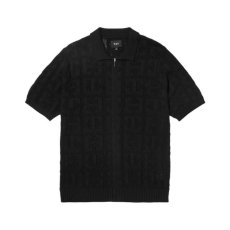 画像1: HUF Monogram Jacquard Zip Sweater Black / ハフ モノグラム ジャガード ジップ セーター ブラック (1)