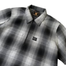 画像2: FB County S/S Checker Flannel Zip Shirts BlackｘGrey / エフビーカウンティ チェッカー フランネル ジップシャツ ブラックｘグレー (2)