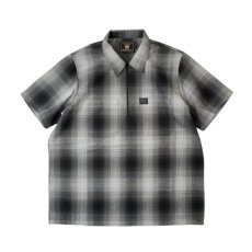 画像1: FB County S/S Checker Flannel Zip Shirts BlackｘGrey / エフビーカウンティ チェッカー フランネル ジップシャツ ブラックｘグレー (1)