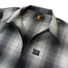 画像3: FB County S/S Checker Flannel Zip Shirts BlackｘGrey / エフビーカウンティ チェッカー フランネル ジップシャツ ブラックｘグレー (3)