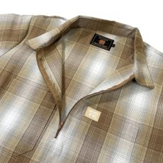 画像3: FB County S/S Checker Flannel Zip Shirts TanｘWhite / エフビーカウンティ チェッカー フランネル ジップシャツ タンｘホワイト (3)