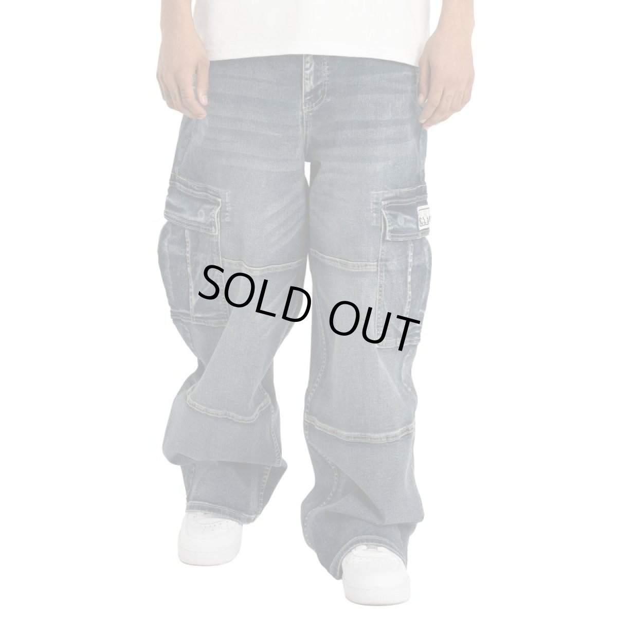 画像11: PRO CLUB Heavyweight Baggy Fit Denim Cargo Pant Dark Stonewash (11)