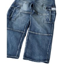 画像8: PRO CLUB Heavyweight Baggy Fit Denim Cargo Pant Dark Stone Wash (8)