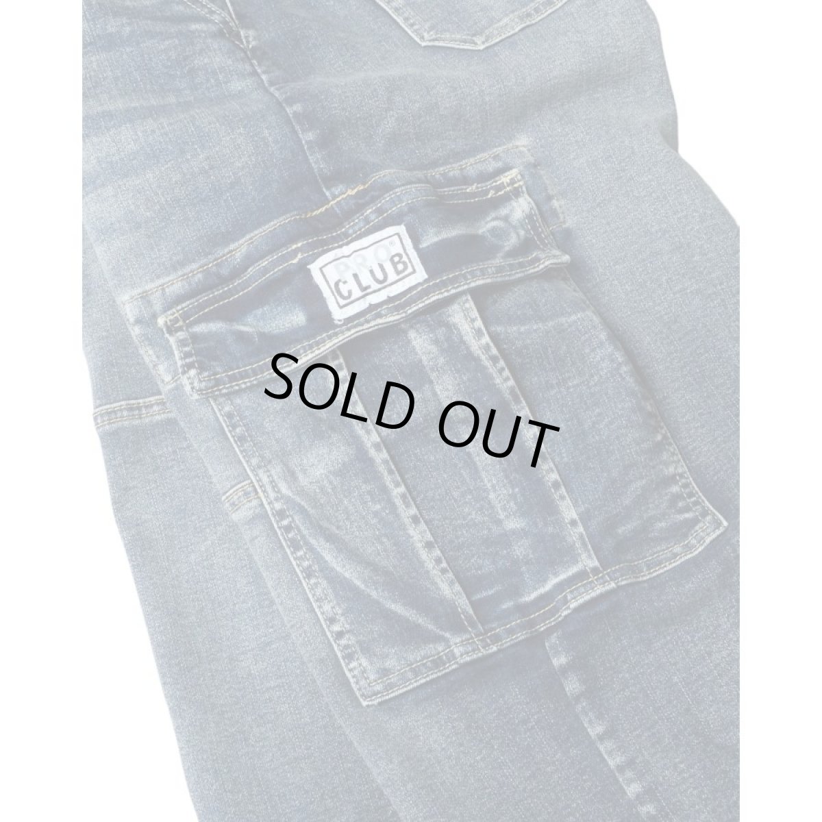 画像5: PRO CLUB Heavyweight Baggy Fit Denim Cargo Pant Dark Stonewash (5)
