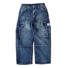 画像1: PRO CLUB Heavyweight Baggy Fit Denim Cargo Pant Dark Stone Wash (1)