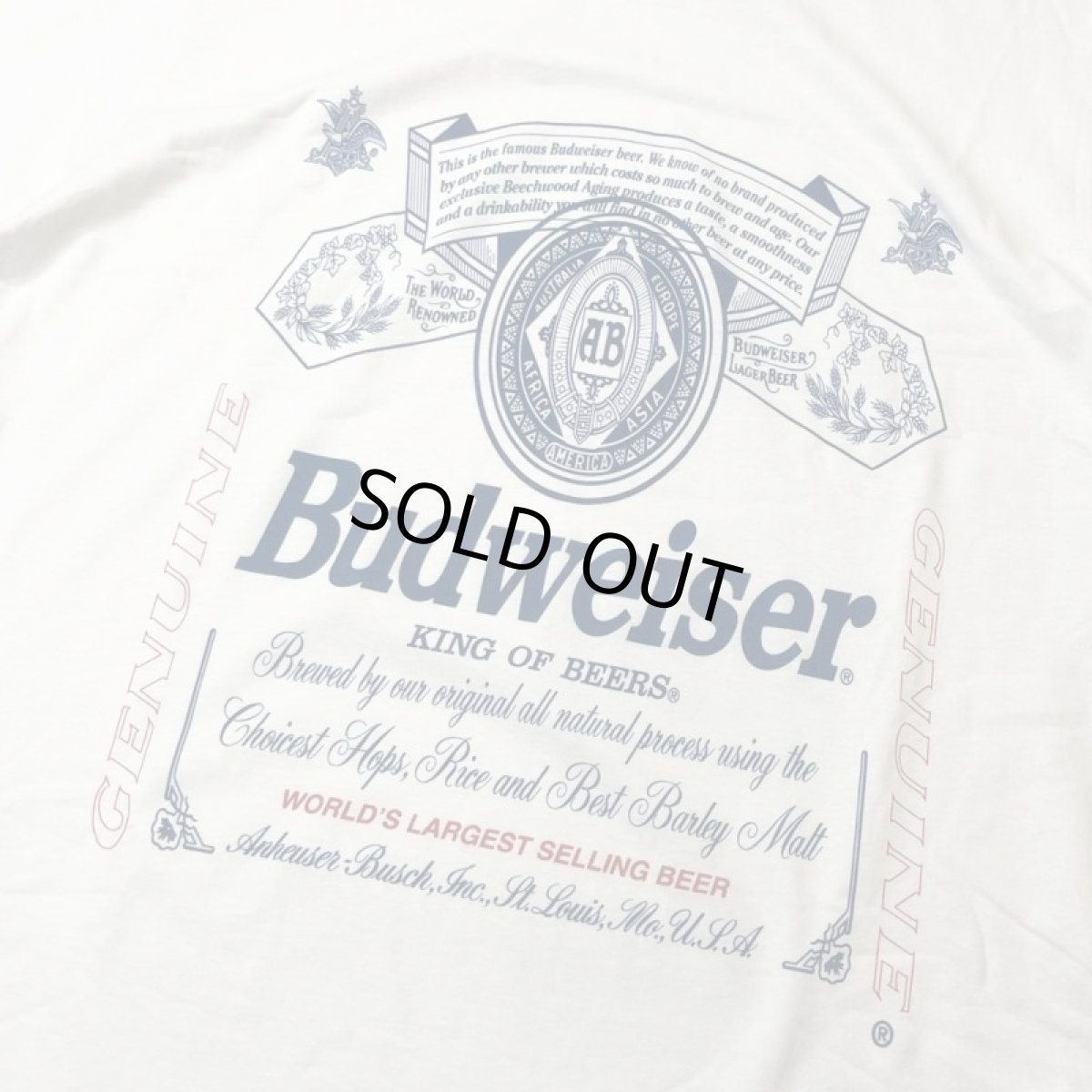 画像2: Budweiser Bud Beer #M7182 T-Shirts White (2)