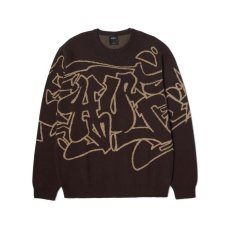 画像1: HUF Outlines Crewneck Sweater Espresso (1)