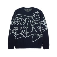 画像1: HUF Outlines Crewneck Sweater Navy (1)