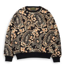 画像1: Hagerstown Cotton Paisley Sweater BlackｘBrownｘOrange (1)