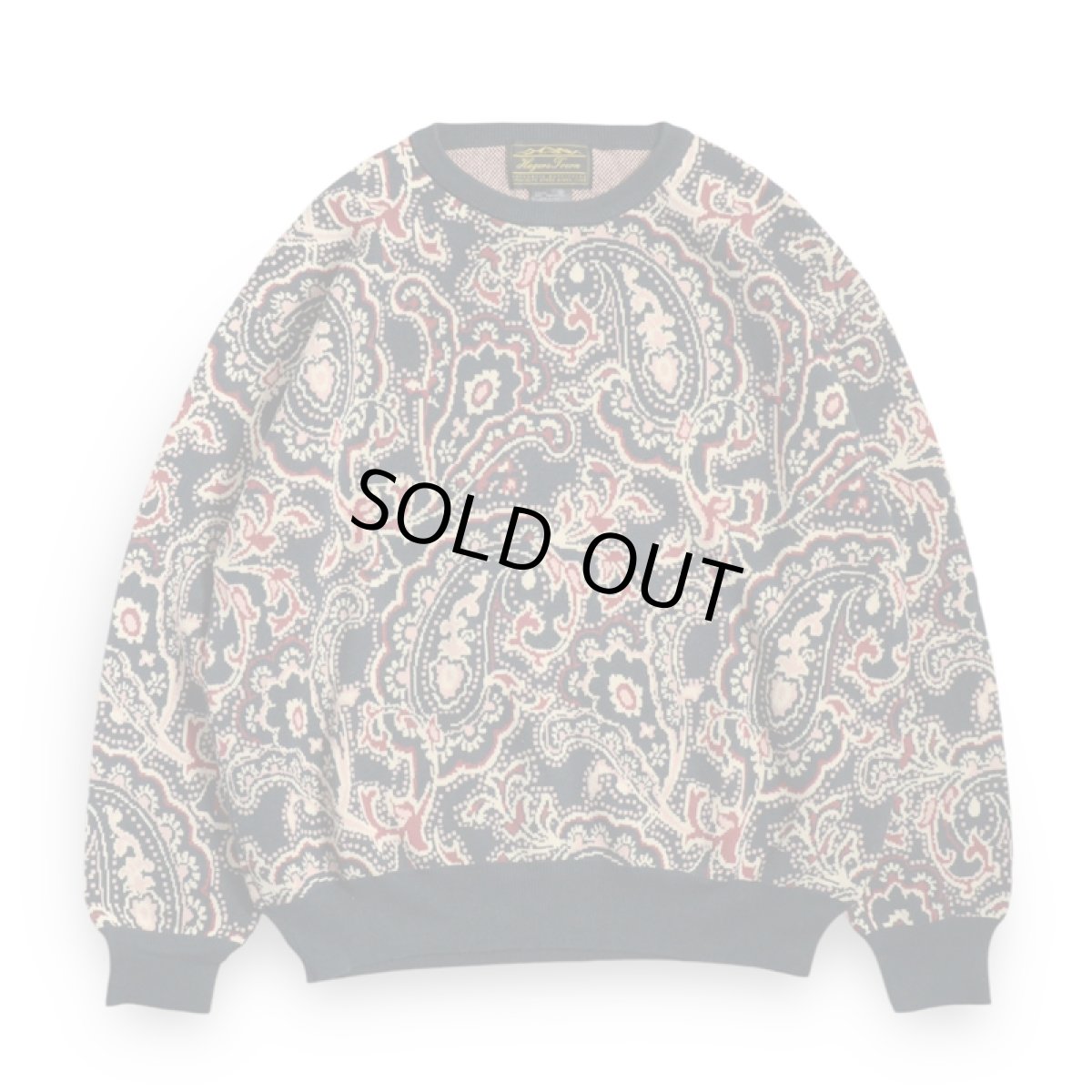 画像1: Hagerstown Cotton Paisley Sweater Mos GreenｘIvoryｘRed (1)