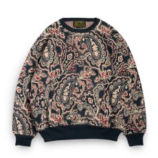 画像1: Hagerstown Cotton Paisley Sweater Mos GreenｘIvoryｘRed (1)