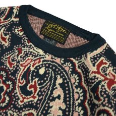 画像2: Hagerstown Cotton Paisley Sweater Mos GreenｘIvoryｘRed (2)