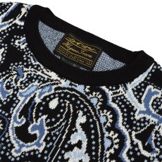 画像2: Hagerstown Cotton Paisley Sweater - BlackｘWhiteｘBlue (2)