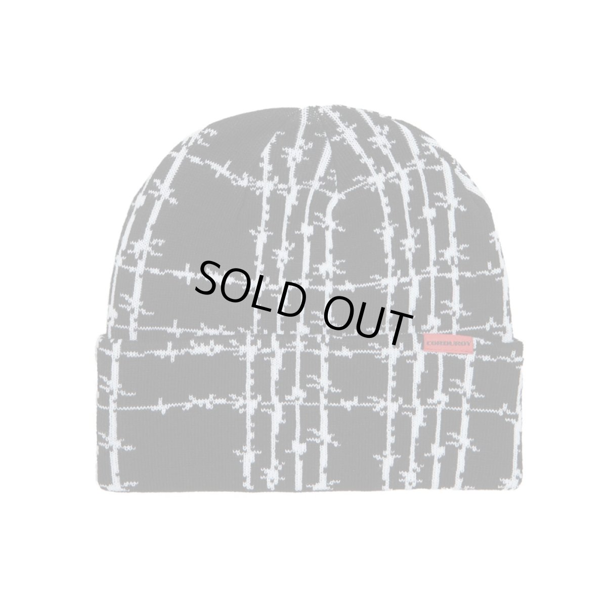 画像1: Corduroy Barbed Plaid Beanie Black (1)