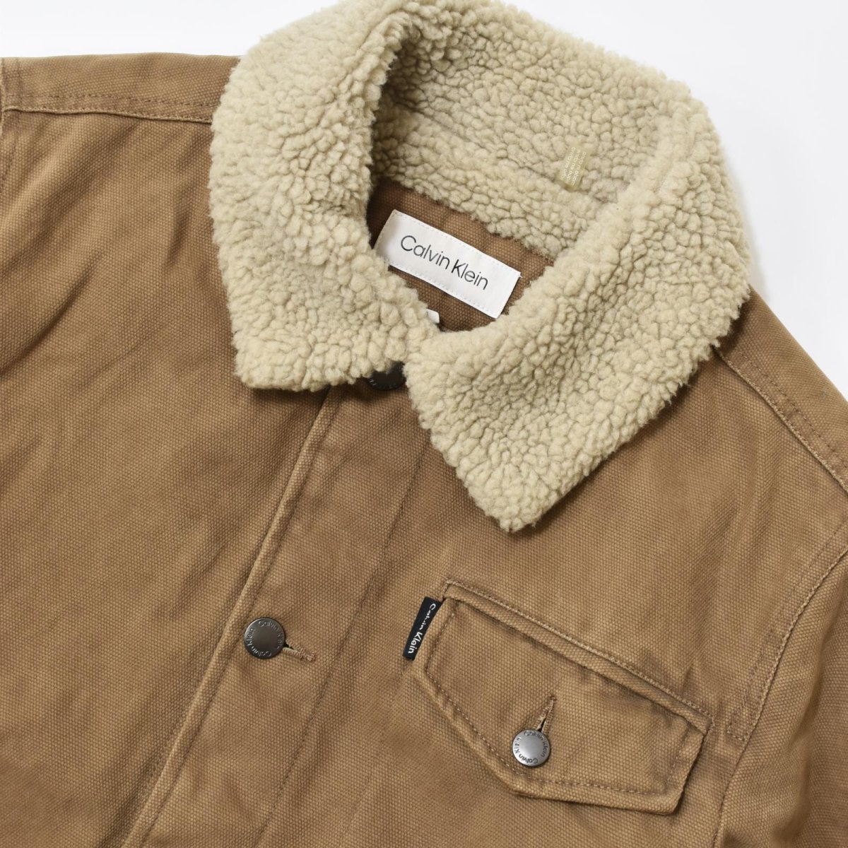 画像4: Calvin Klein Sherpa Lined Duck Canvas Jacket - Brown (4)