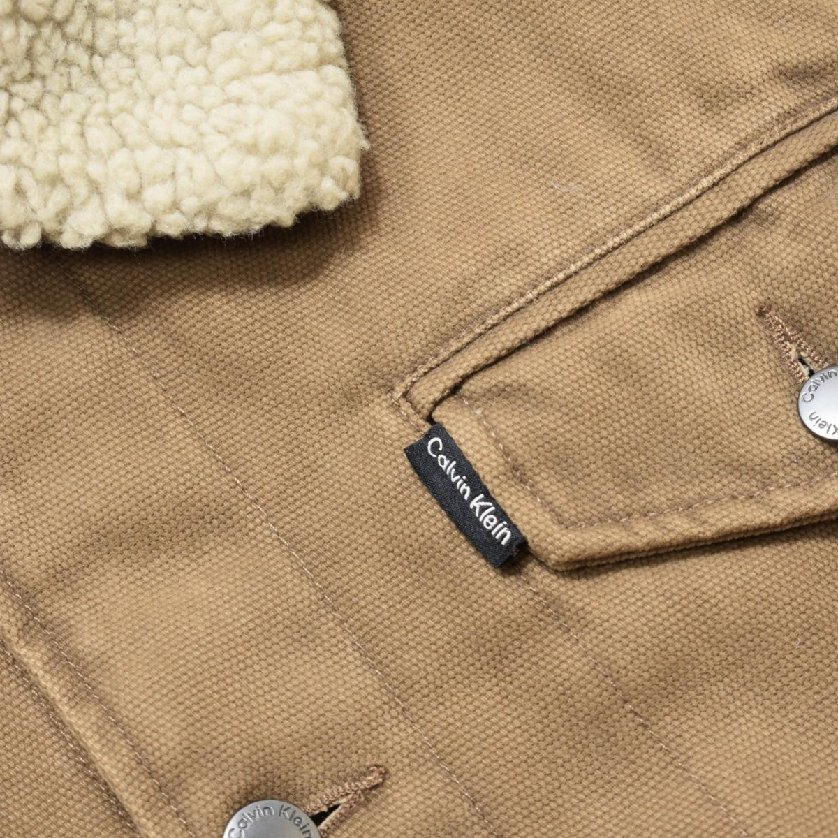 画像6: Calvin Klein Sherpa Lined Duck Canvas Jacket - Brown (6)