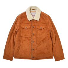 画像1: Levi's USA Corduroy Sherpa Lined Trucker Jacket - Brown (1)