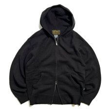 画像1: Hagerstown Double Zip Cotton Knit Hoodie - Black (1)