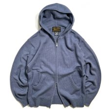 画像1: Hagerstown Double Zip Cotton Knit Hoodie - Blue (1)