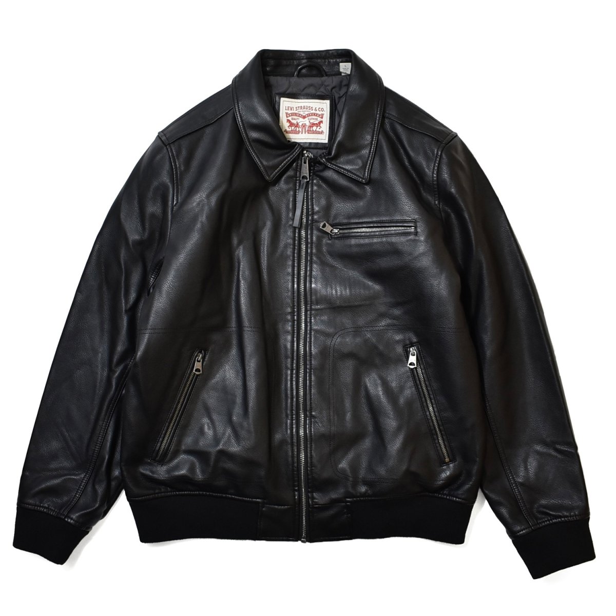画像2: Levi's Leather Bomber Jacket - Black (2)