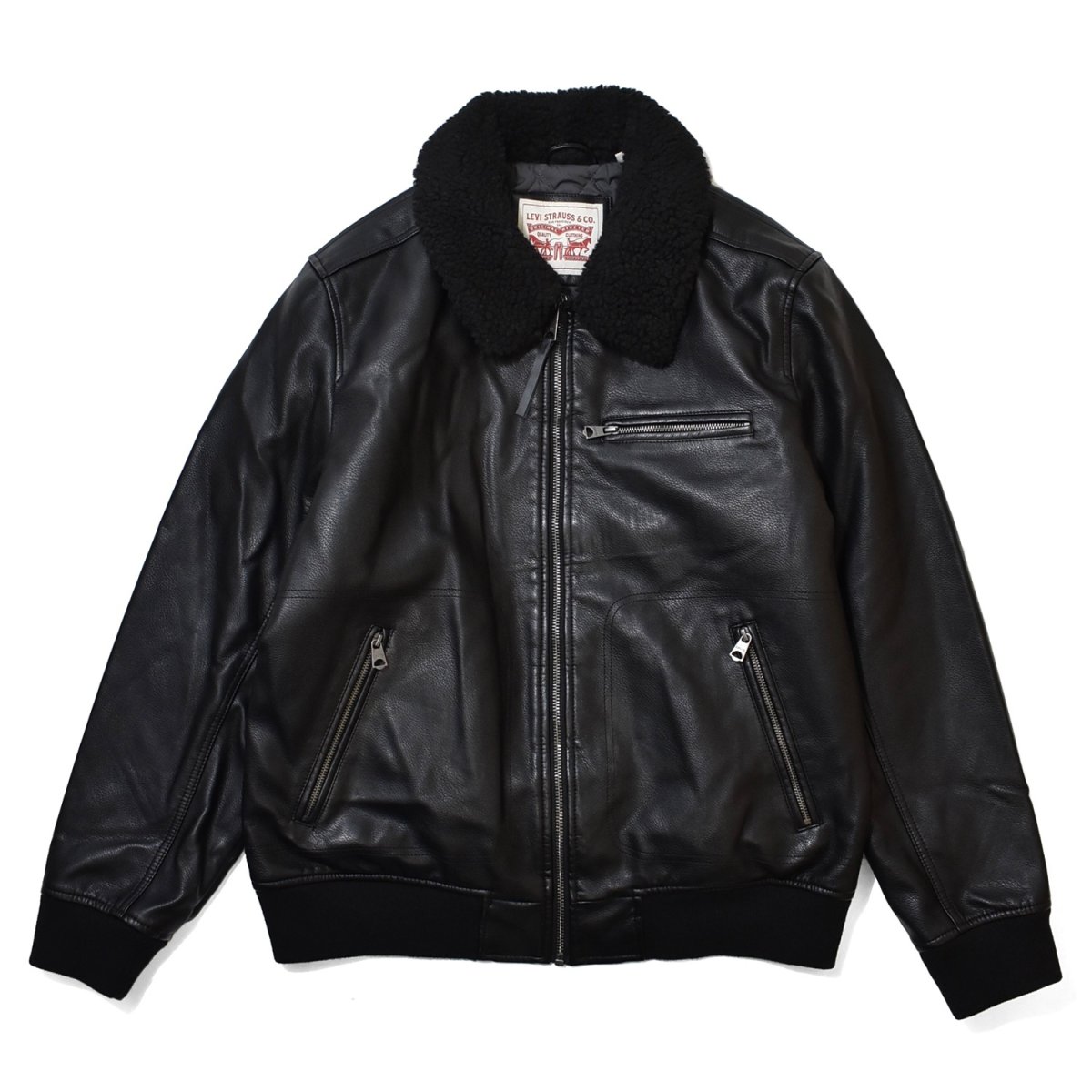 画像1: Levi's Leather Bomber Jacket - Black (1)