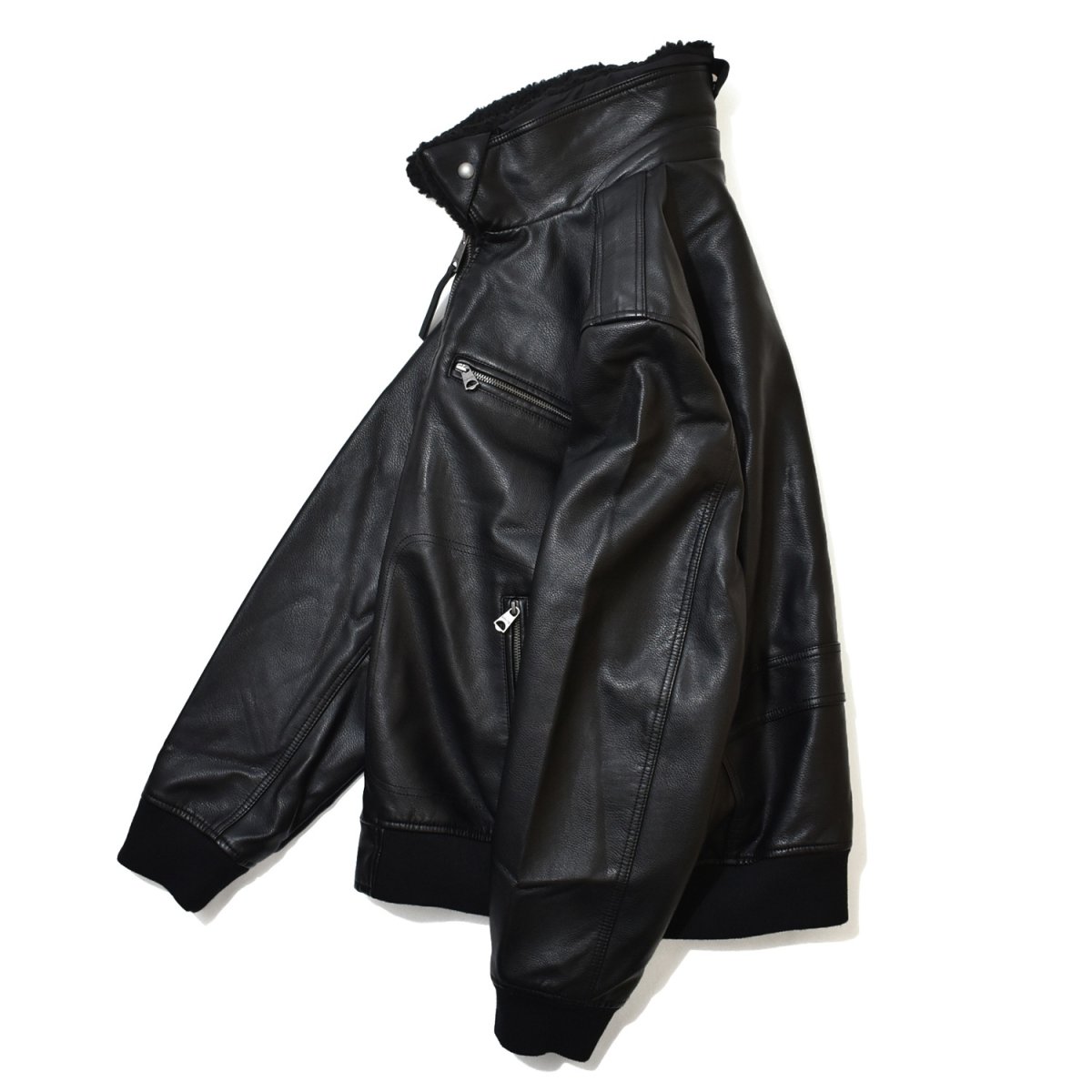 画像5: Levi's Leather Bomber Jacket - Black (5)