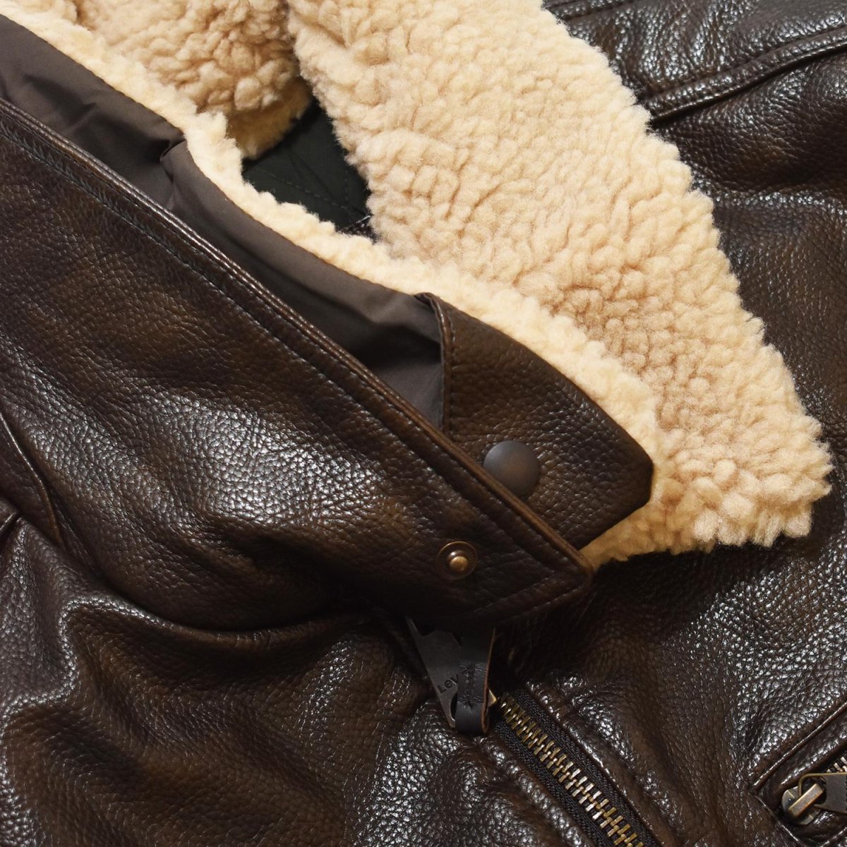 画像8: Levi's Leather Bomber Jacket - Brown (8)