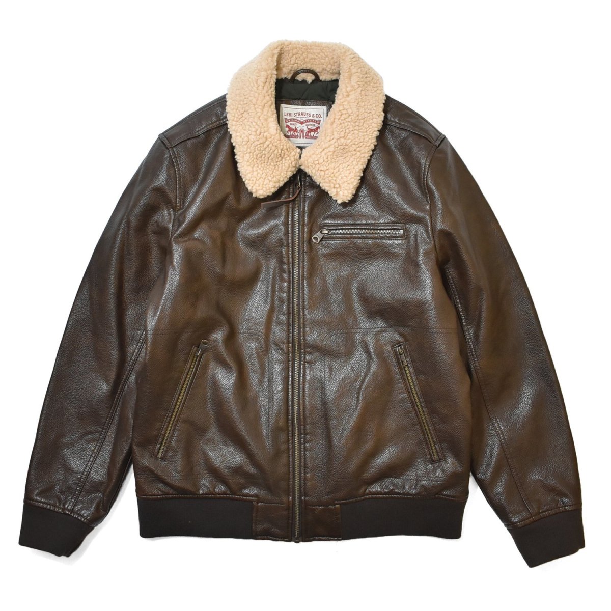 画像1: Levi's Leather Bomber Jacket - Brown (1)