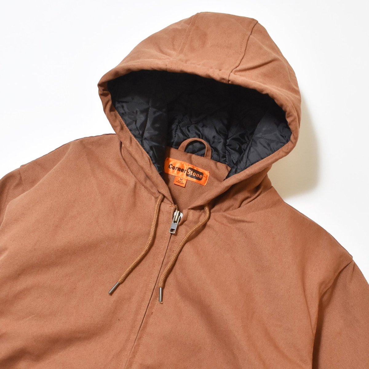 画像3: CornerStone Washed Duck Cloth Insulated Hooded Work Jacket - Brown (3)