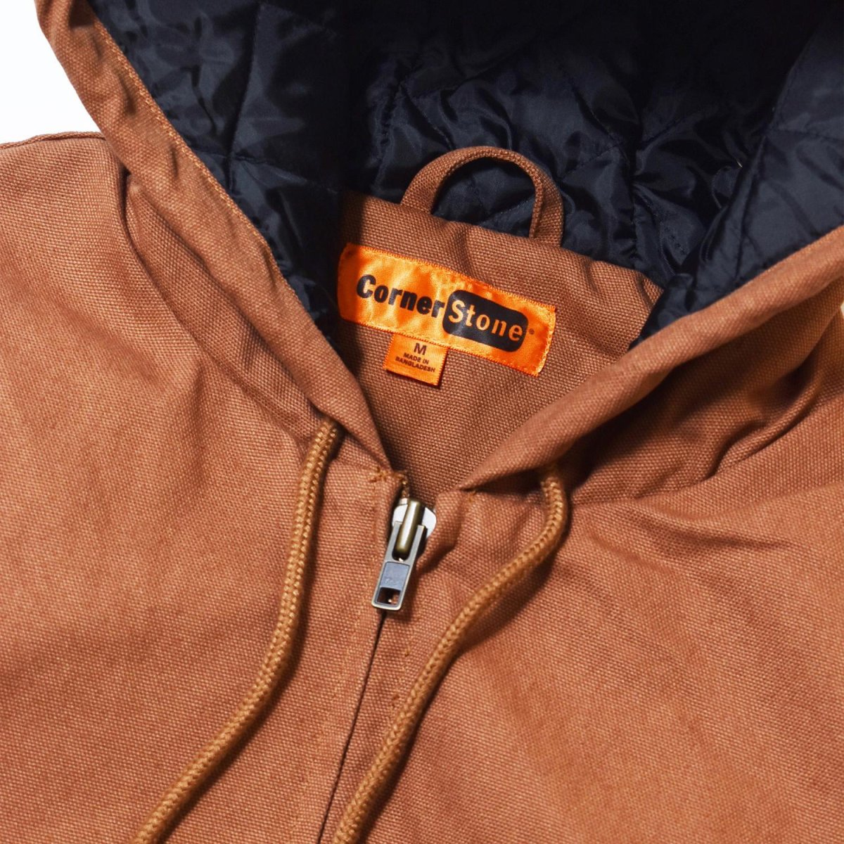 画像4: CornerStone Washed Duck Cloth Insulated Hooded Work Jacket - Brown (4)