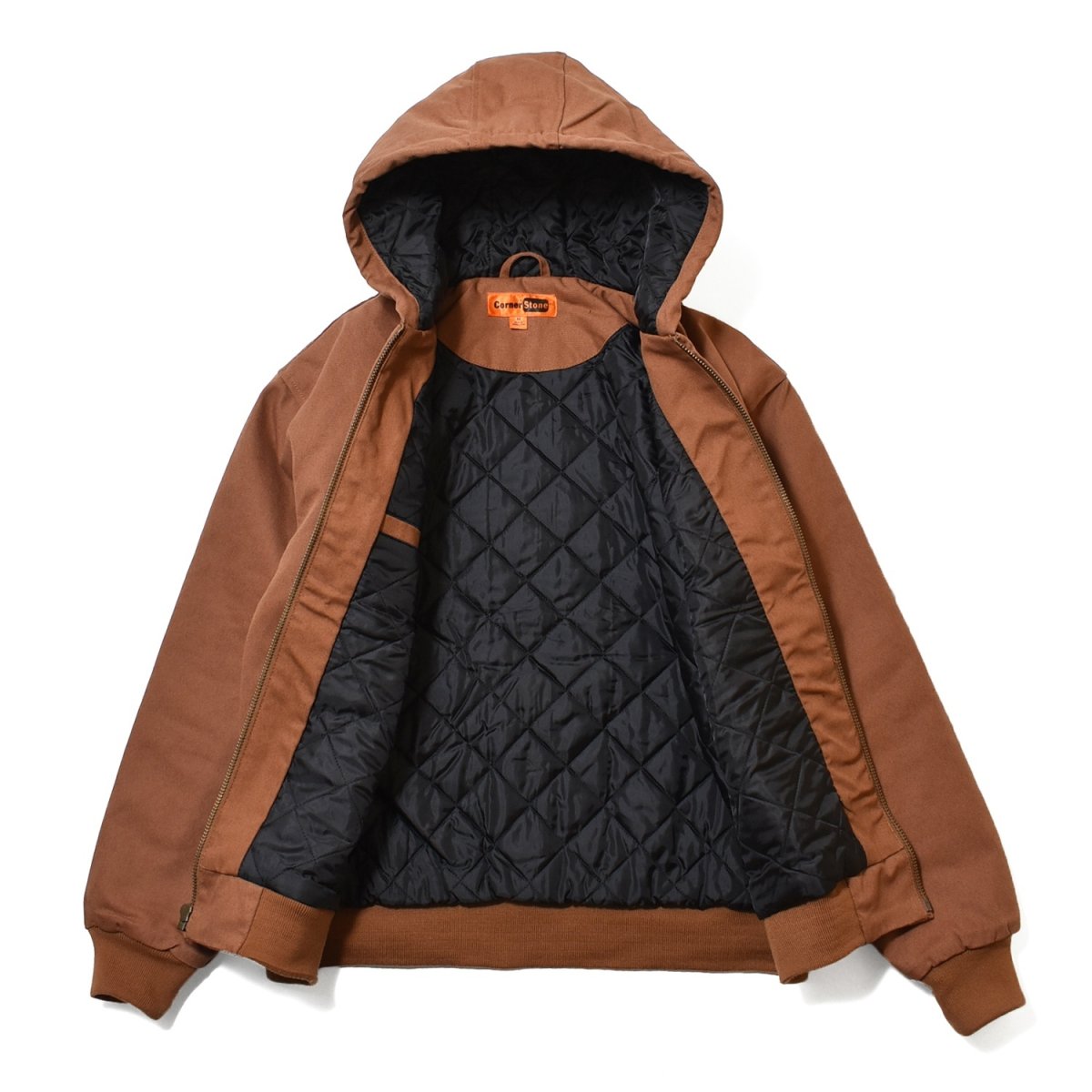 画像2: CornerStone Washed Duck Cloth Insulated Hooded Work Jacket - Brown (2)