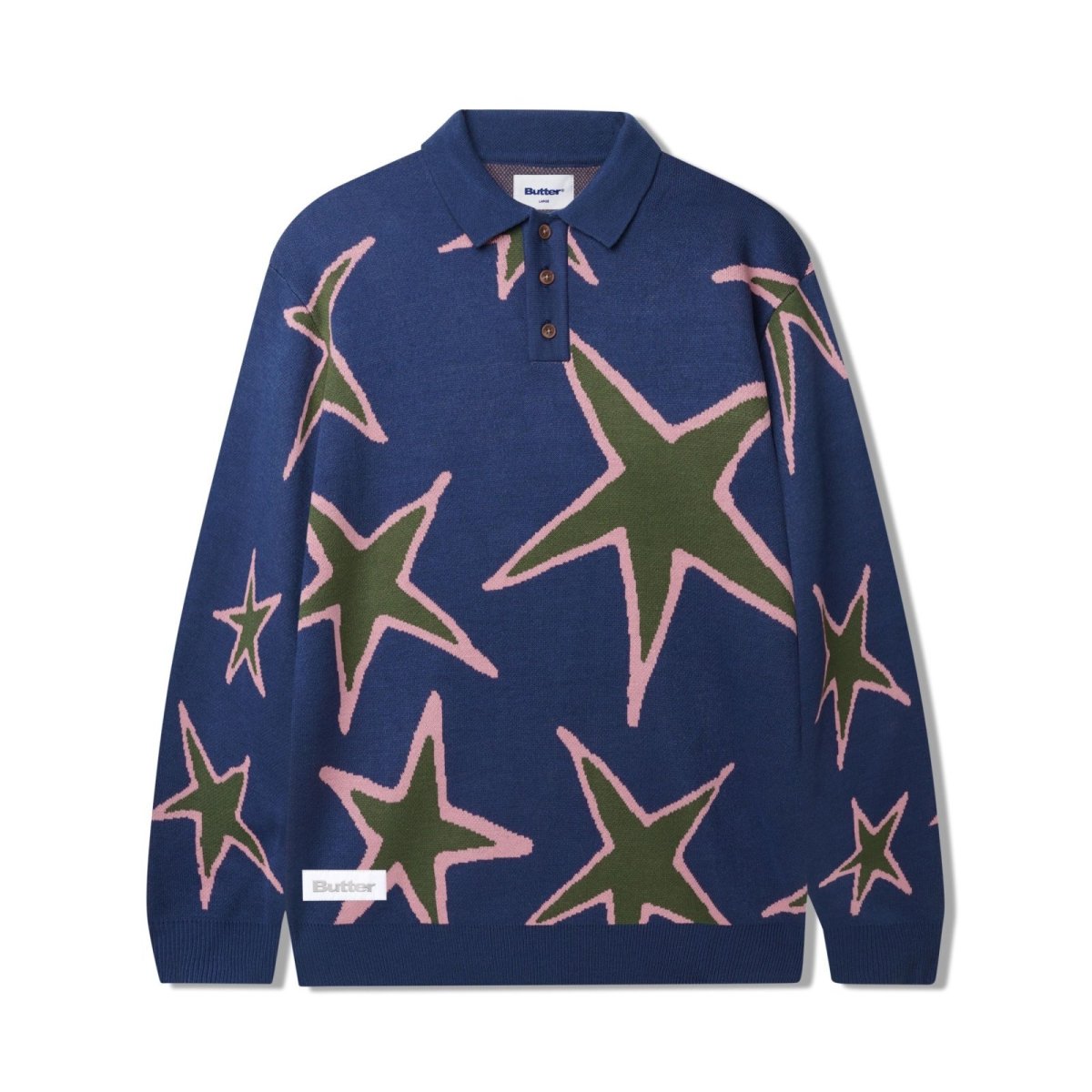 画像1: Butter Goods Star Polo Knit Sweater - Prussian (1)
