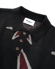 画像2: Butter Goods Star Polo Knit Sweater - Black (2)